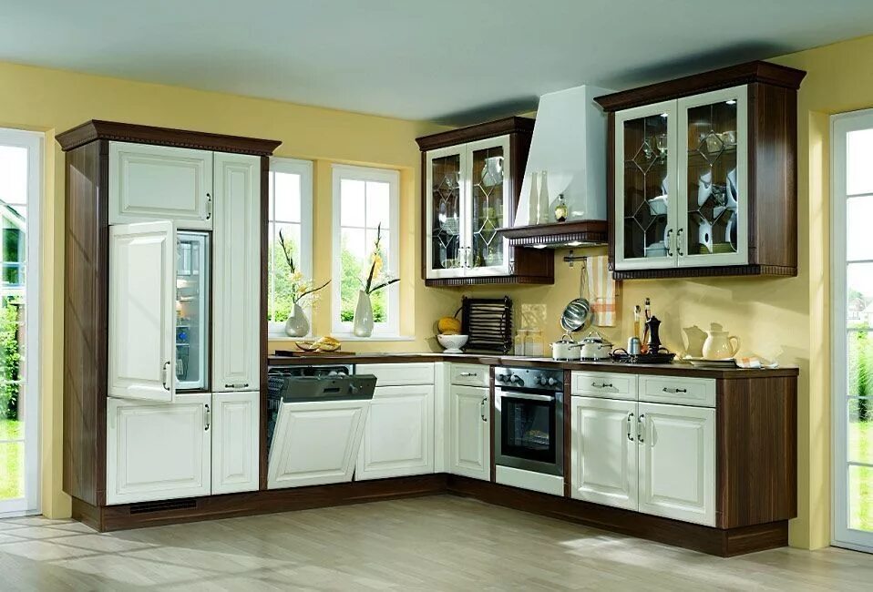 Кухонный гарнитур угловой с витриной фото Кухня классика 30 заказать недорого в Москве - 1Кухонный