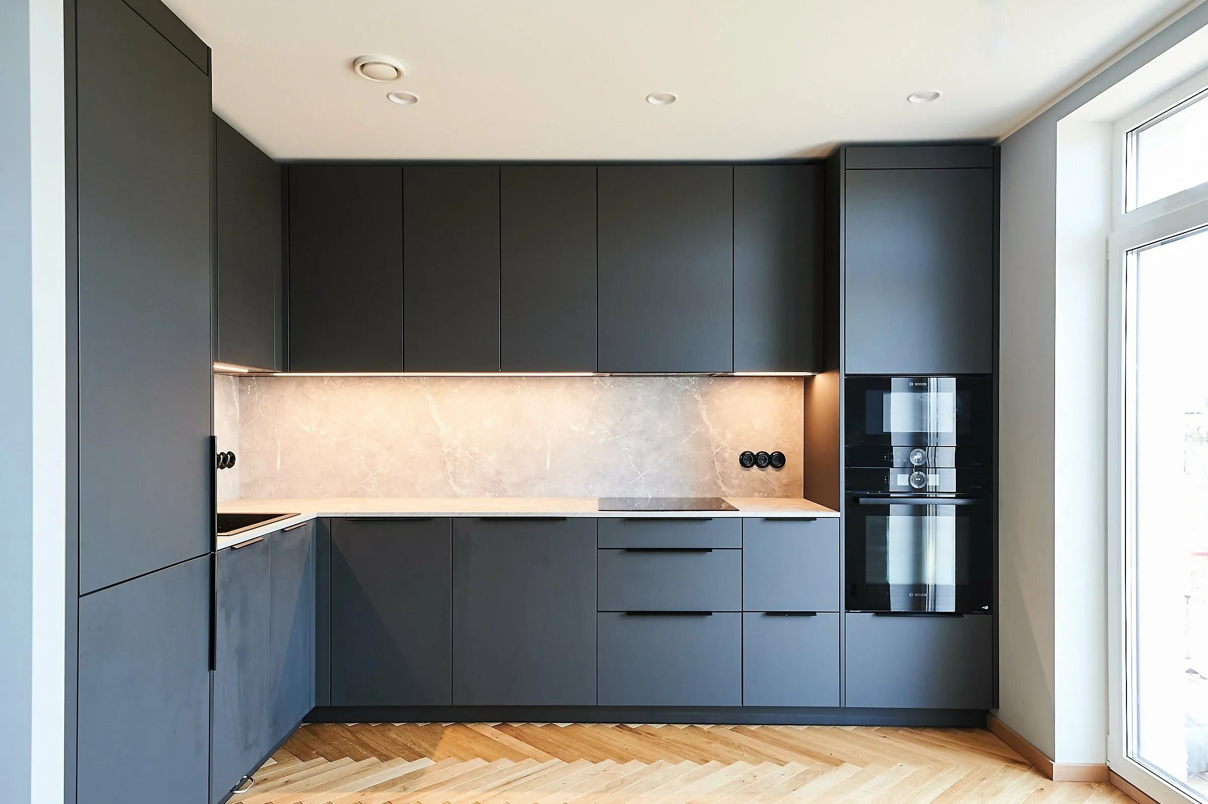 Кухонный гарнитур угловой современный дизайн красивый фото Матовая кухня - CormanStroy.ru