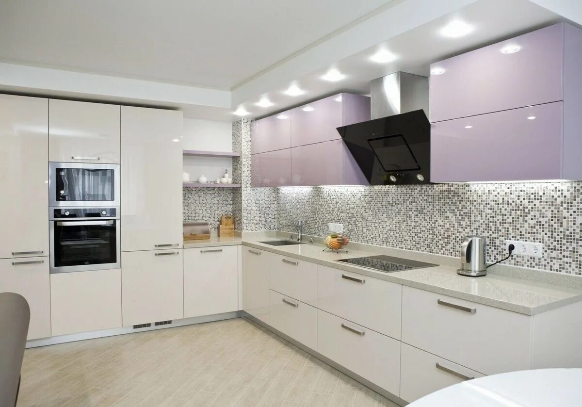 Кухонный гарнитур угловой современный светлый фото дизайн Кухня эмаль em-10 - МГС-мебель