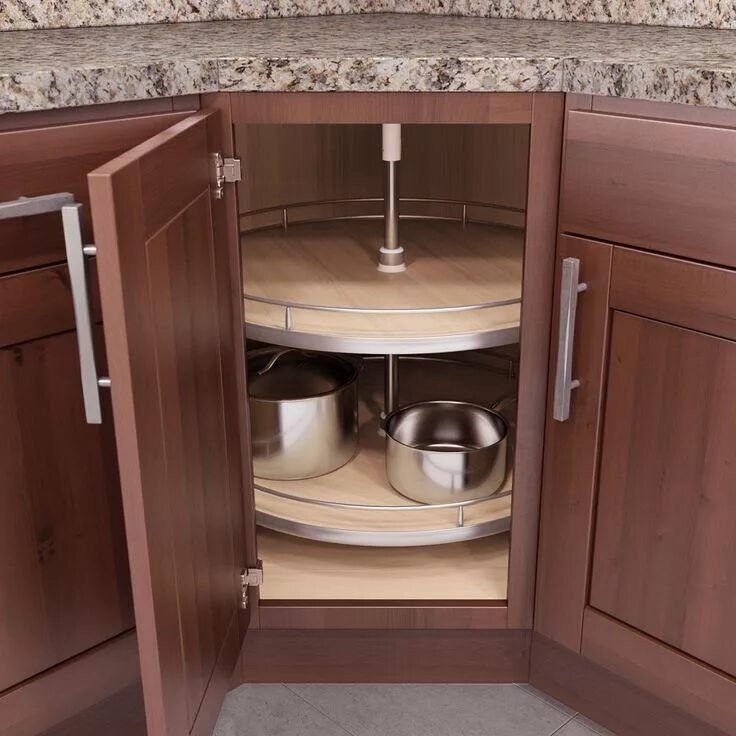 Кухонный гарнитур угловых шкафов фото Vauth Sagel Recorner Susan Full Round Lazy Susan 22" Maple 9000 3169 Kitchen roo