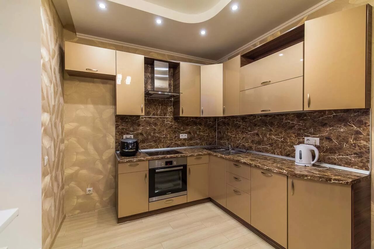 Кухонный гарнитур в бежевых тонах фото Золотая кухня Реско Корпусная и кухонная мебель на заказ по низким ценам в Красн