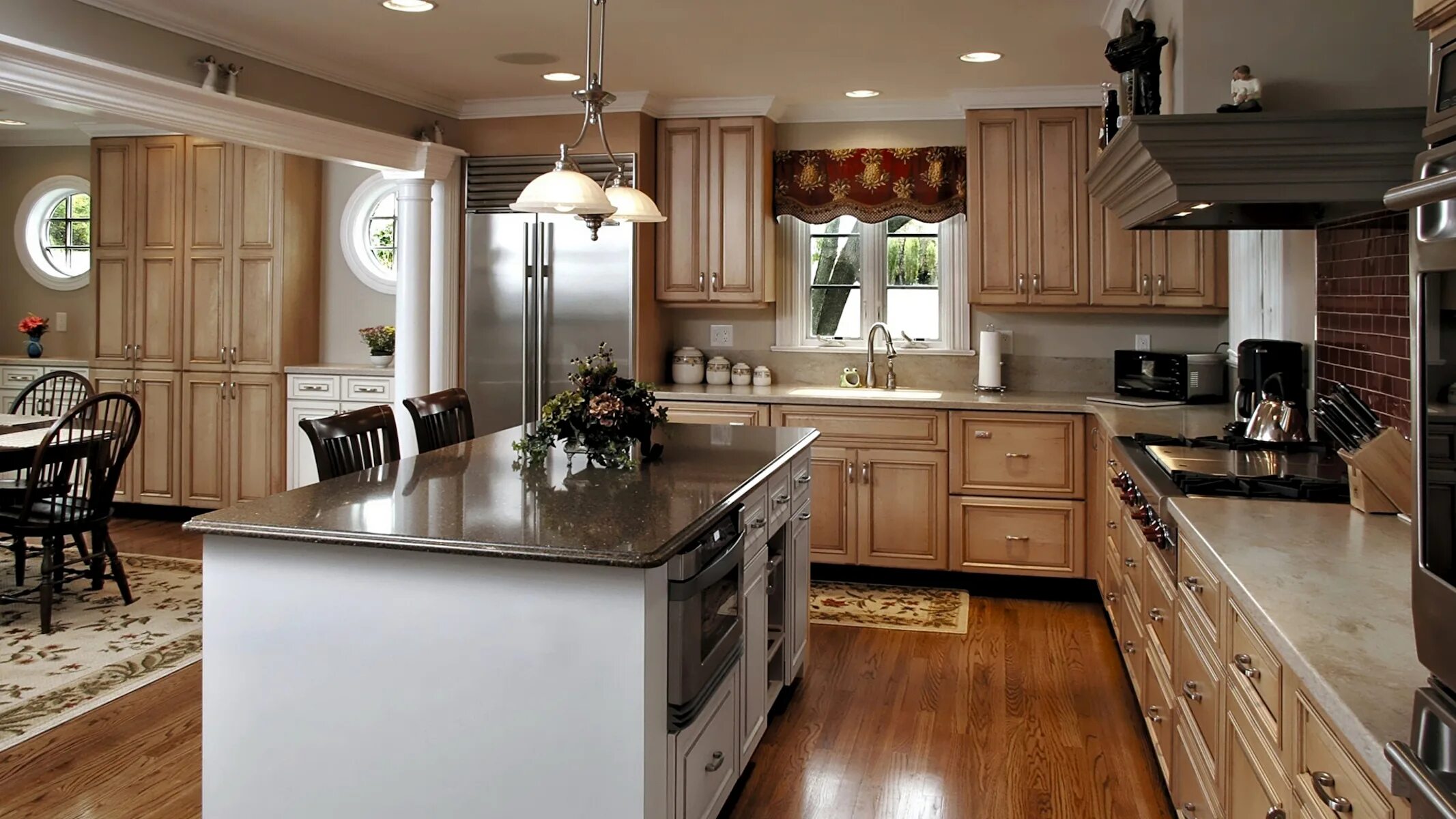 Кухонный гарнитур в частном доме фото Пазл американская кухня интерьер - разгадать онлайн из раздела "Интерьер" беспла