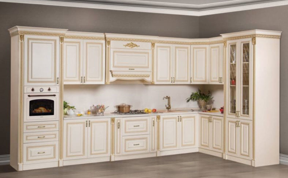Кухонный гарнитур в чечне фото и цены Кухня "Аманта" (золото) купить в Ростове-на-Дону по цене 161 100 рублей ИП Багра