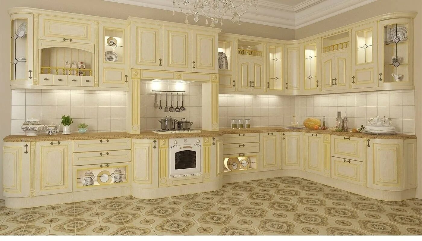 Кухонный гарнитур в чечне фото и цены Кухня белая с золотом - 70 фото