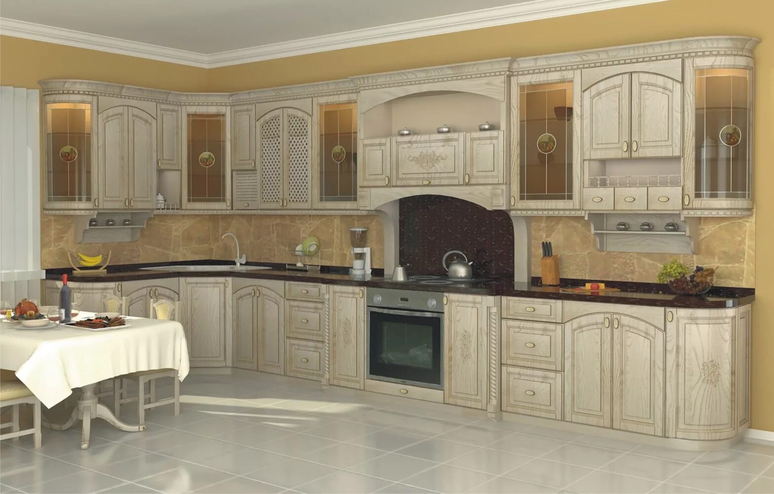 Кухонный гарнитур в чечне фото и цены Кухня Сюзанна, Арт. KR-0416: цена, описание - Интернет-магазин "Кухнотека"