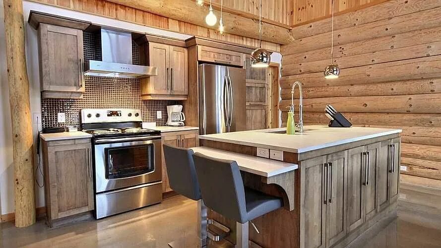 Кухонный гарнитур в деревянном доме фото Model Gallery Cabin style, Log cabin homes, Cabin homes