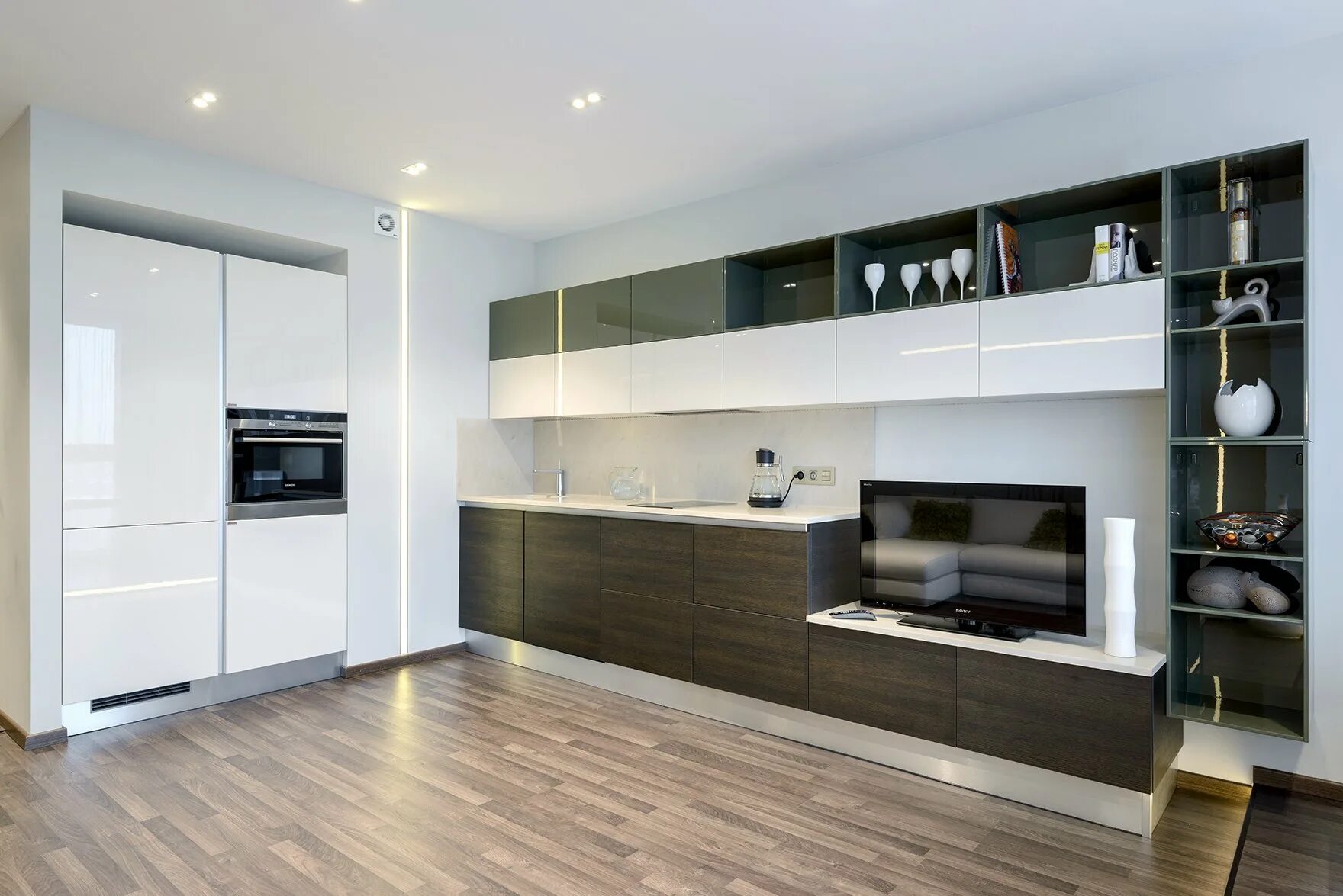 Кухонный гарнитур в гостиную фото Кухонный гарнитур переходящий в гостиную - 97 фото