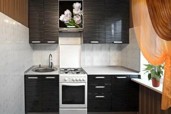 Кухонный гарнитур в хрущевке дизайн фото Прямая (линейная) кухня под заказ в Минске