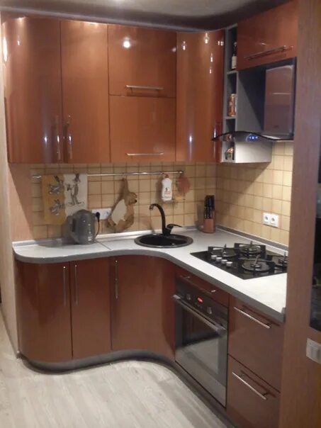 Кухонный гарнитур в хрущевку фото Кухни с гнутыми фасадами. - Фотография 5 из 5 ВКонтакте