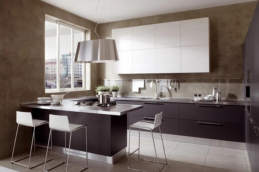 Кухонный гарнитур в интерьере фото современные Кухня в стиле модерн
