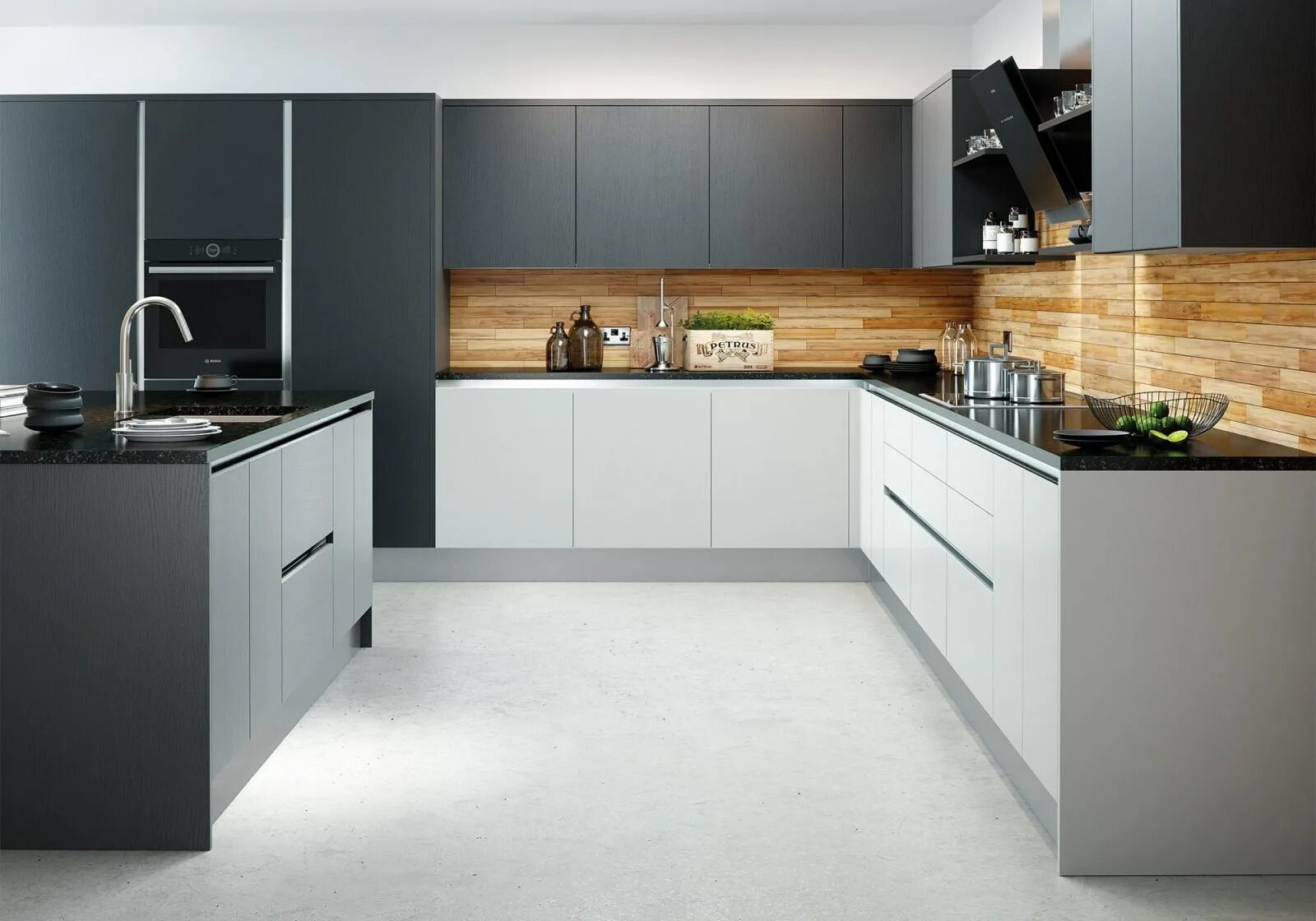 Кухонный гарнитур в интерьере графит с белым Как оформить кухню в серо-белых тонах? - 10 стильных идей