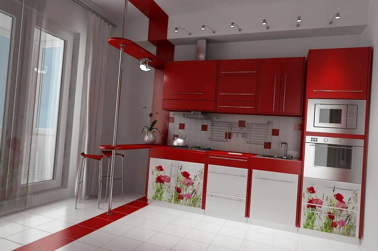 Кухонный гарнитур в интерьере кухни Кухонька Kitchen design, Red kitchen, Kitchen colors