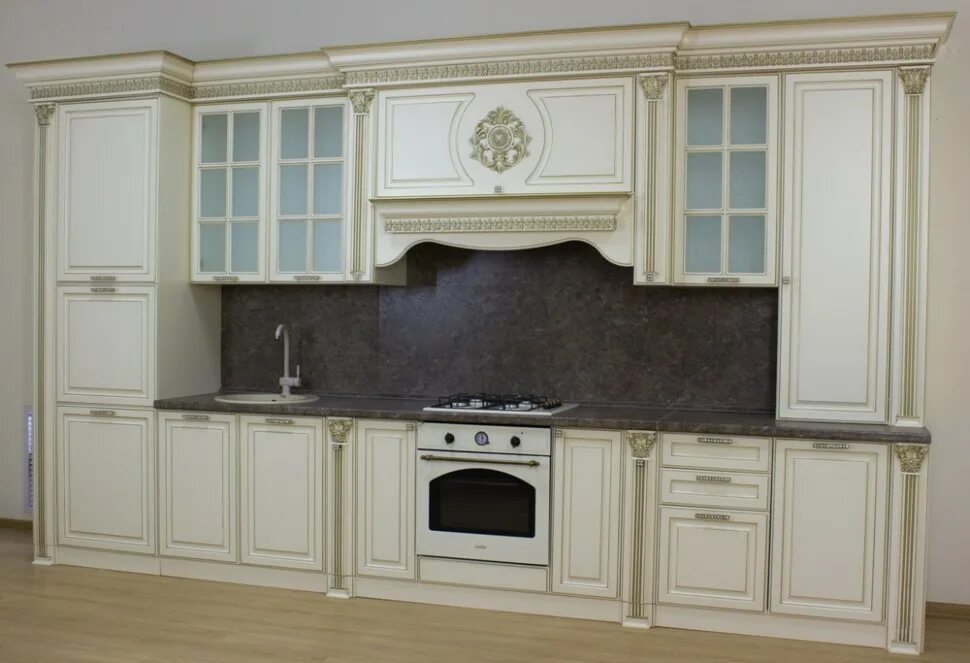 Кухонный гарнитур в махачкале фото Кухня Валенсия прямая 4,2 крем - Буденновская МК купить в интернет-магазине "Дос