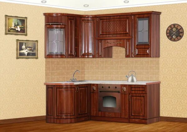 Кухонный гарнитур в нальчике фото Кухня Прага 1400х2050 Орех матовый Кубань мебель в Лабинске. Цена товара 62 200 