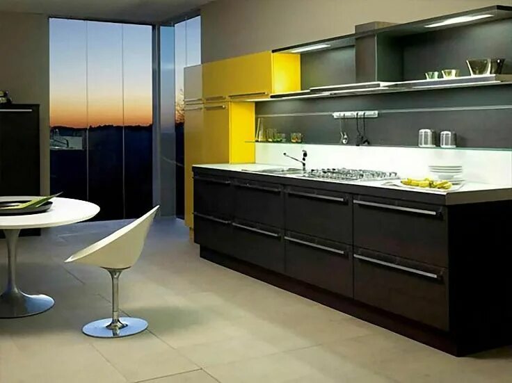 Кухонный гарнитур в стиле хай тек фото Contemporary Kitchen Furniture made of Dark Oak Wood (Görüntüler ile)