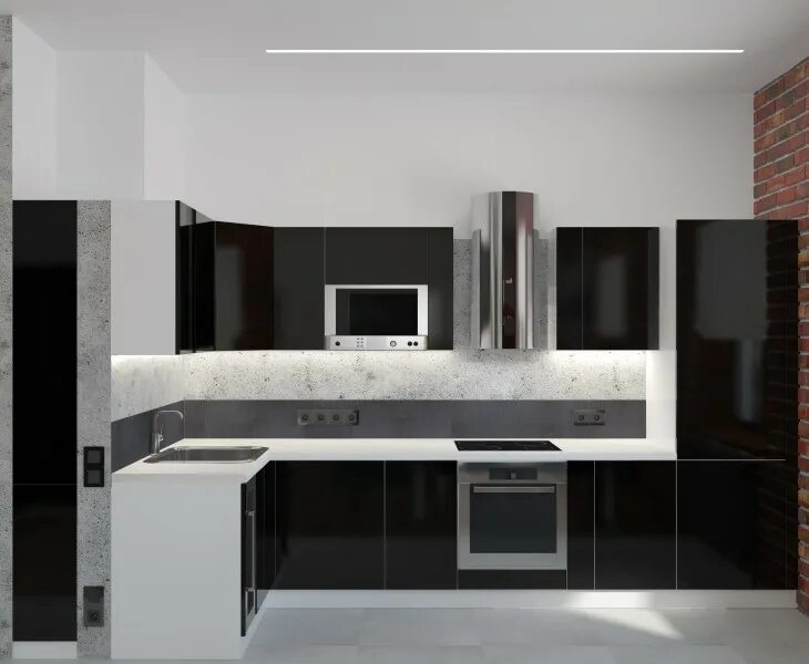 Кухонный гарнитур в стиле хай тек фото Кухня в стиле хай-тек - Фрилансер Татьяна Долганова tatiana-design - Портфолио -