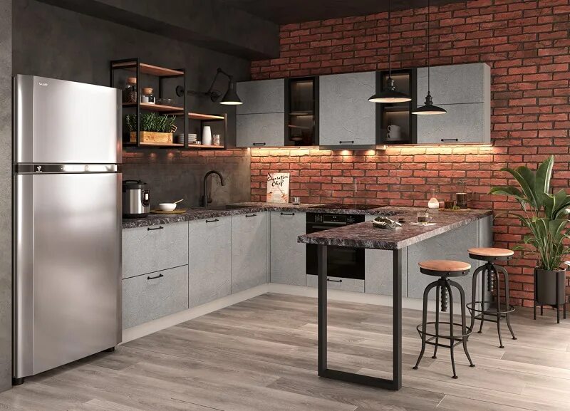 Кухонный гарнитур в стиле лофт Купить Кухню Лофт 2 в Калуге - Мебель доступная каждому