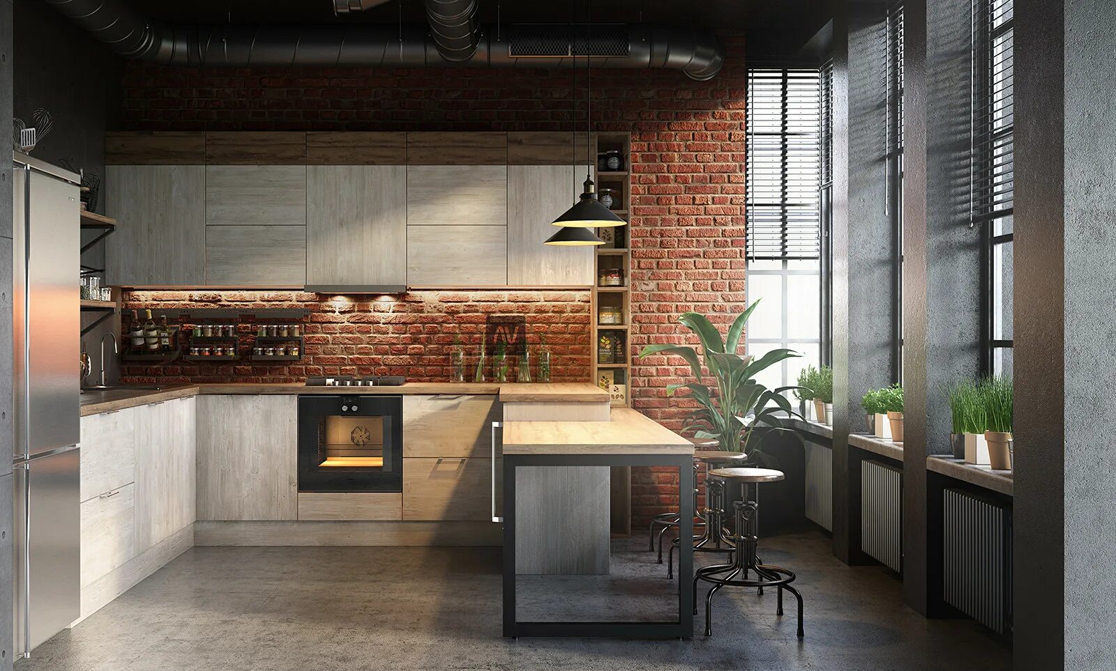 Кухонный гарнитур в стиле лофт Кухонный гарнитур Mirella Купить кухонный гарнитур Mirella в Рязани по выгодным 