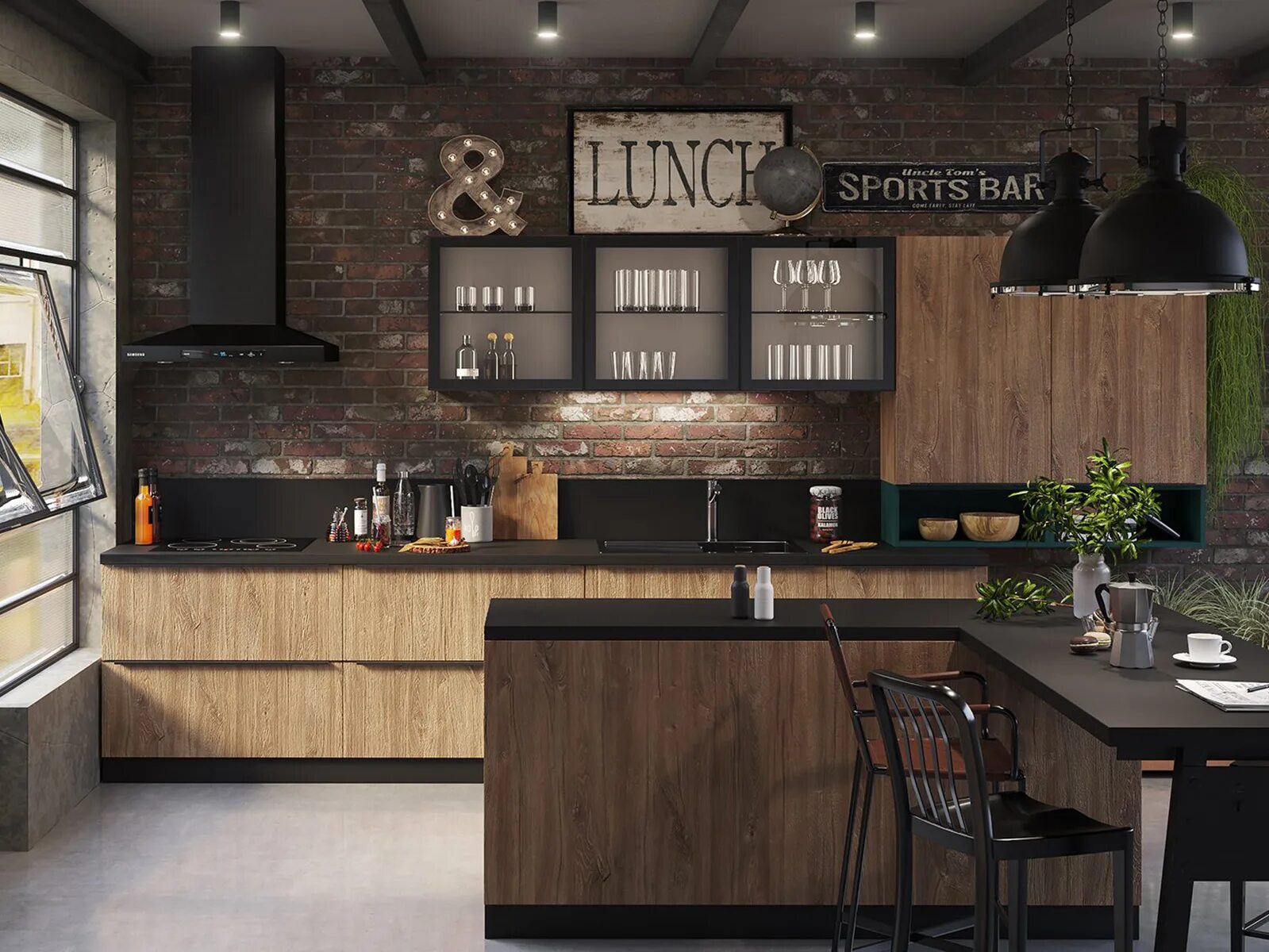 Кухонный гарнитур в стиле лофт фото 1 КУХОННЫЙ ГАРНИТУР Мебель от фабрики НИКА. Мебель в Москве и МО