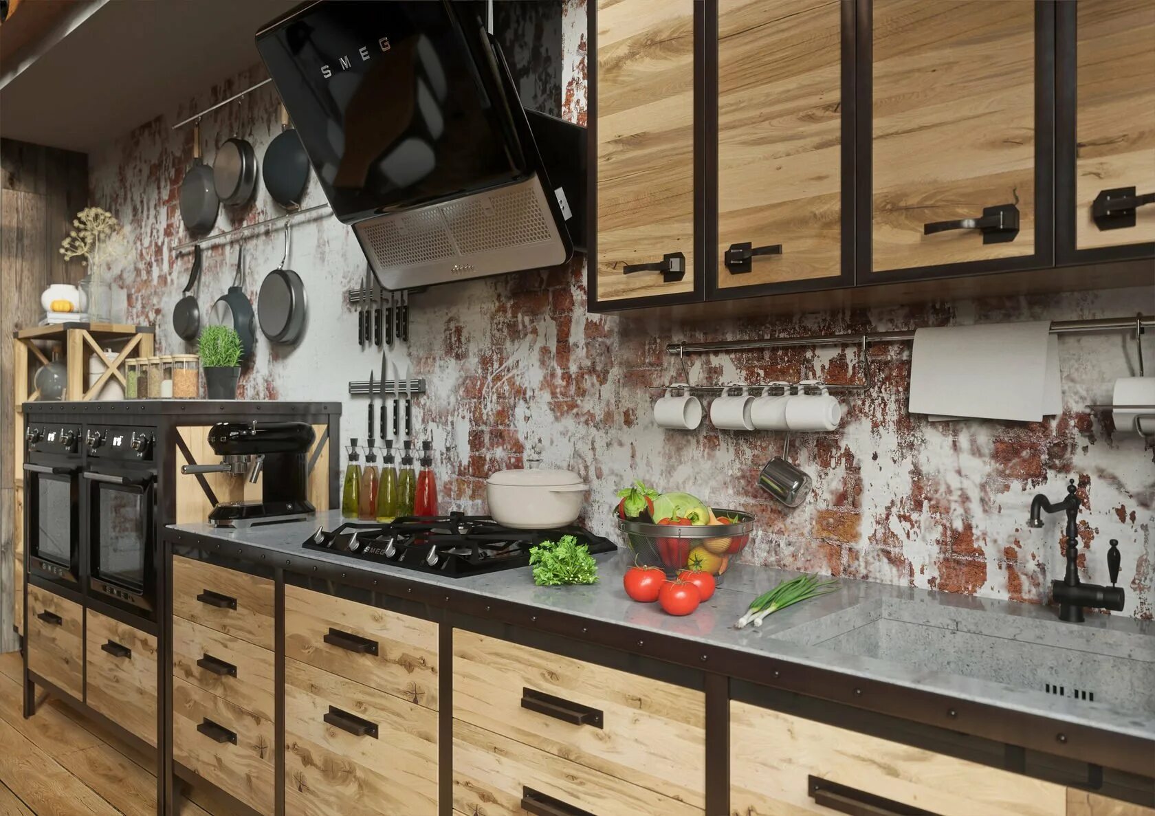 Кухонный гарнитур в стиле лофт своими руками Кухня в стиле лофт из металла - Гранд Проект Декор.ру