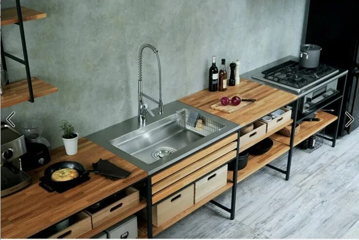 Кухонный гарнитур в стиле лофт своими руками kitchen キ ッ チ ン イ ン テ リ ア デ ザ イ ン, シ ス テ ム キ ッ チ ン, キ ッ チ ン デ ザ