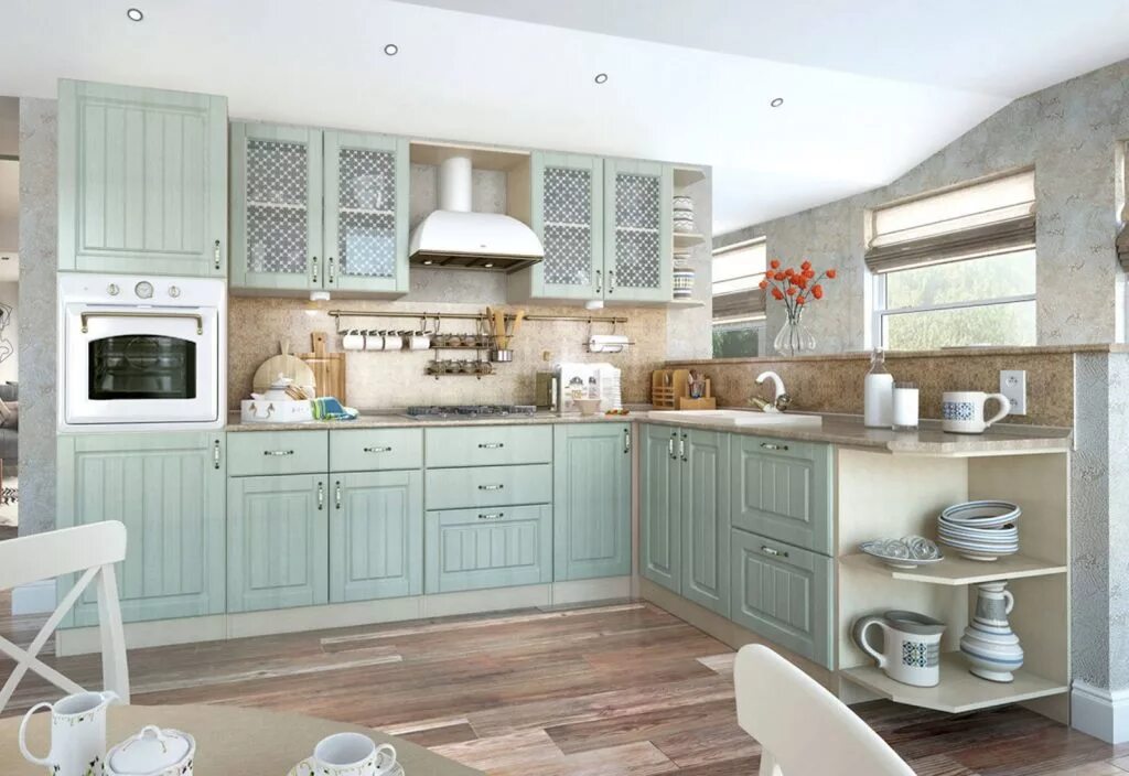 Кухонный гарнитур в стиле прованс фото Угловой кухонный гарнитур "Изабелла" купить недорого от производителя