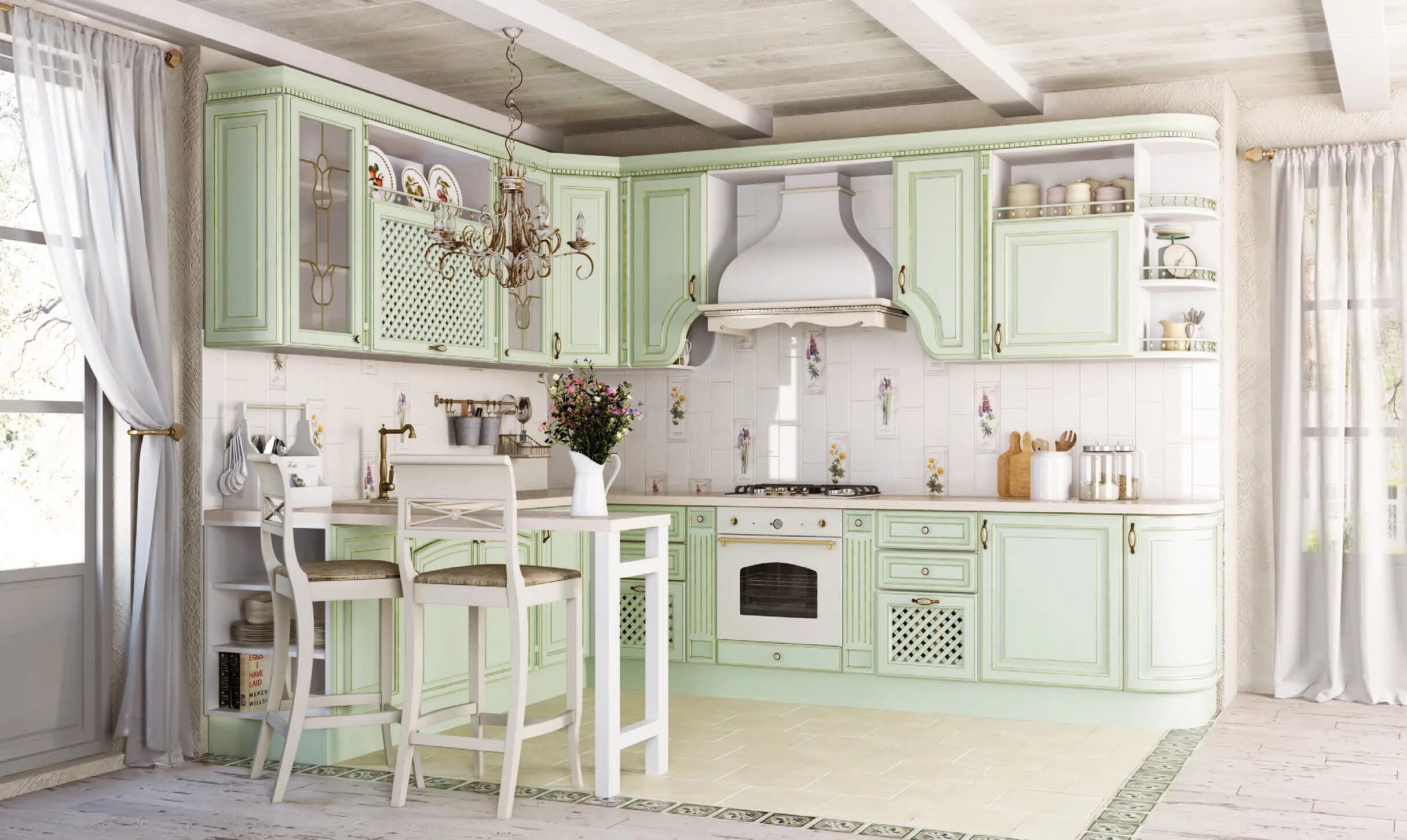 Кухонный гарнитур в стиле прованс фото Что такое ЛДСП, МДФ? Какой материал предпочтительнее для кухни? - фото-идеи, сов