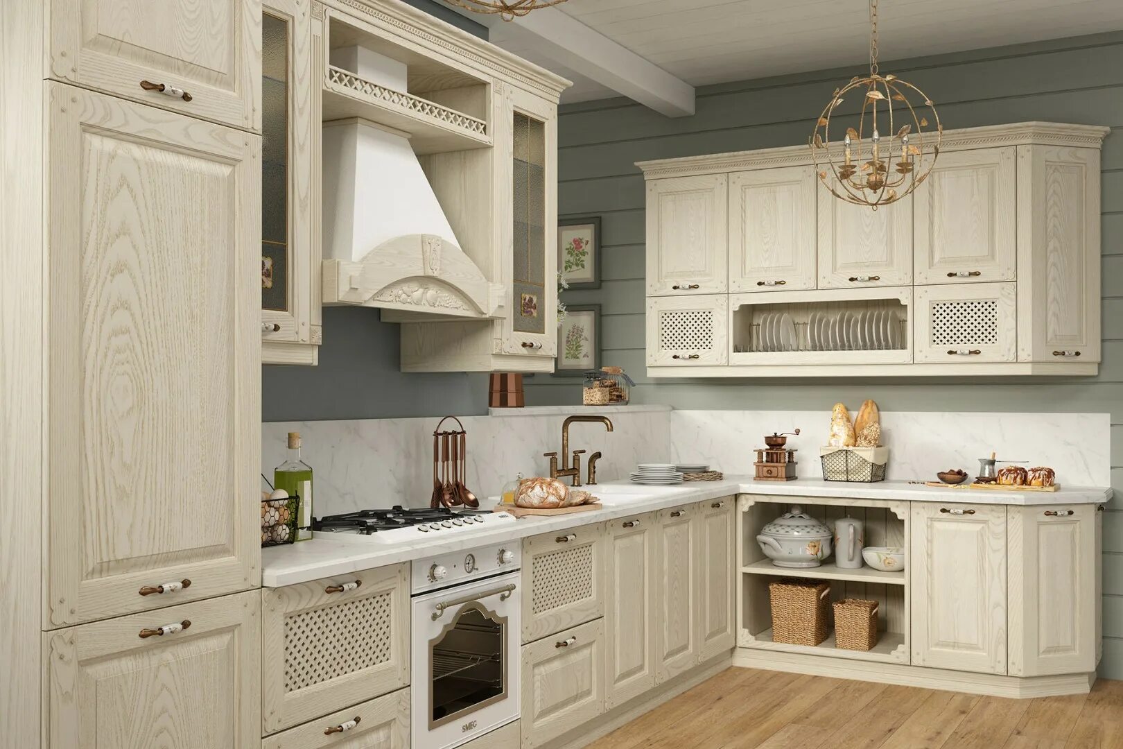 Кухонный гарнитур в стиле прованс фото Кухня Маркс купить по цене 456 590 руб. с профессиональной сборкой и доставкой п