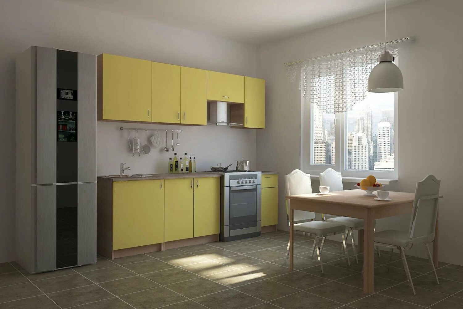 Кухонный гарнитур в светофоре фото и цена Кухонный гарнитур Светофор 240х210х60 см, цвет корпус - мадейра, фасад - персик 