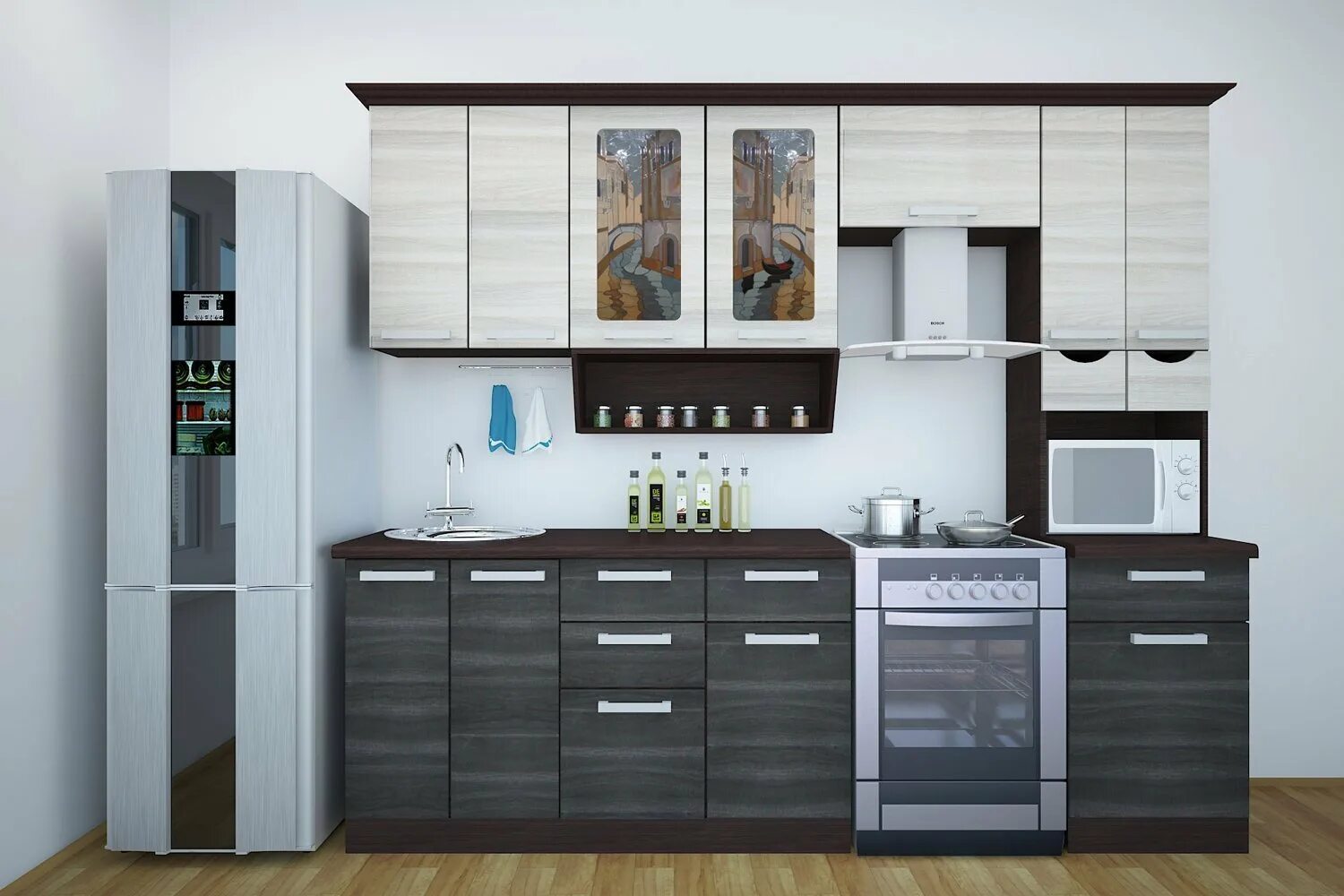 Кухонный гарнитур венеция фото Кухонный гарнитур Венеция 250х227х60 см - купить по цене 0 рублей в интернет-маг