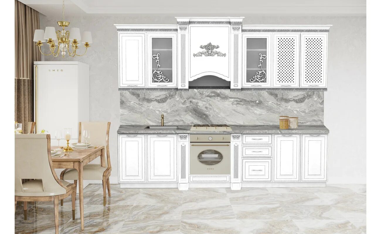 Кухонный гарнитур венеция фото Кухня модульная Венеция (прямая) 3,00 купить в Москве