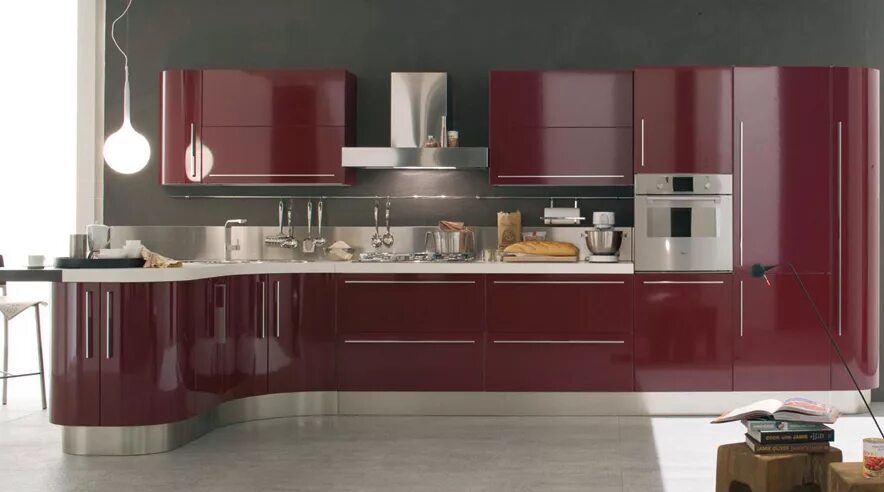 Кухонный гарнитур вишневый цвет фото Кухни Record Cucine: коллекция Venere