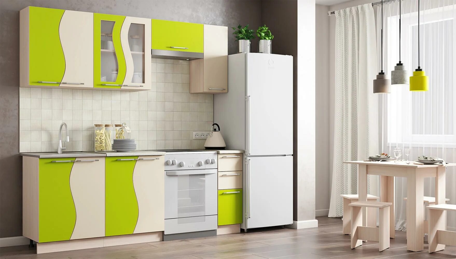 Кухонный гарнитур волна фото Кухонный гарнитур Легенда-24 1.5 Волна арт 70057 - купить в Тарко-Сале недорого,