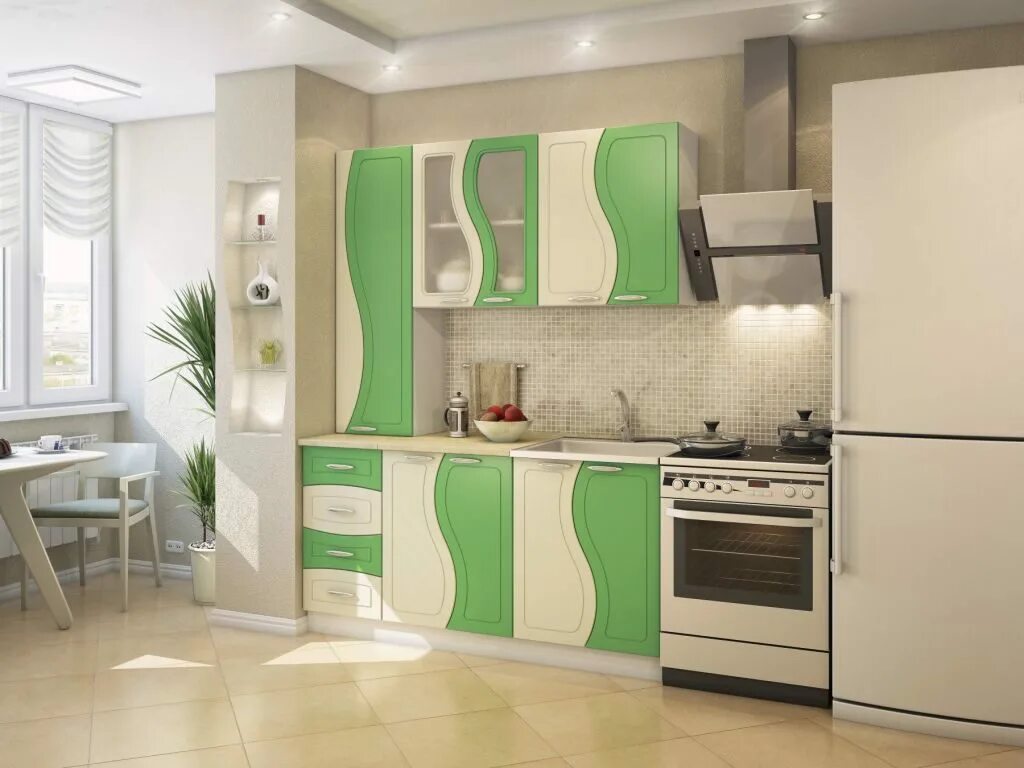 Кухонный гарнитур волна фото Кухня ВОЛНА 1,6 м (Эвкалипт/Ваниль) Евромебель цена, купить