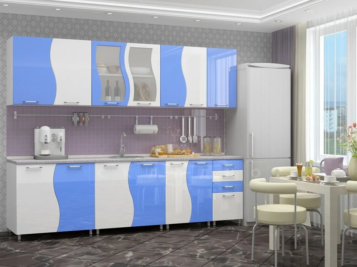 Кухонный гарнитур волна фото Кухонный гарнитур Волна 2,6 м - купить в СПб Складно