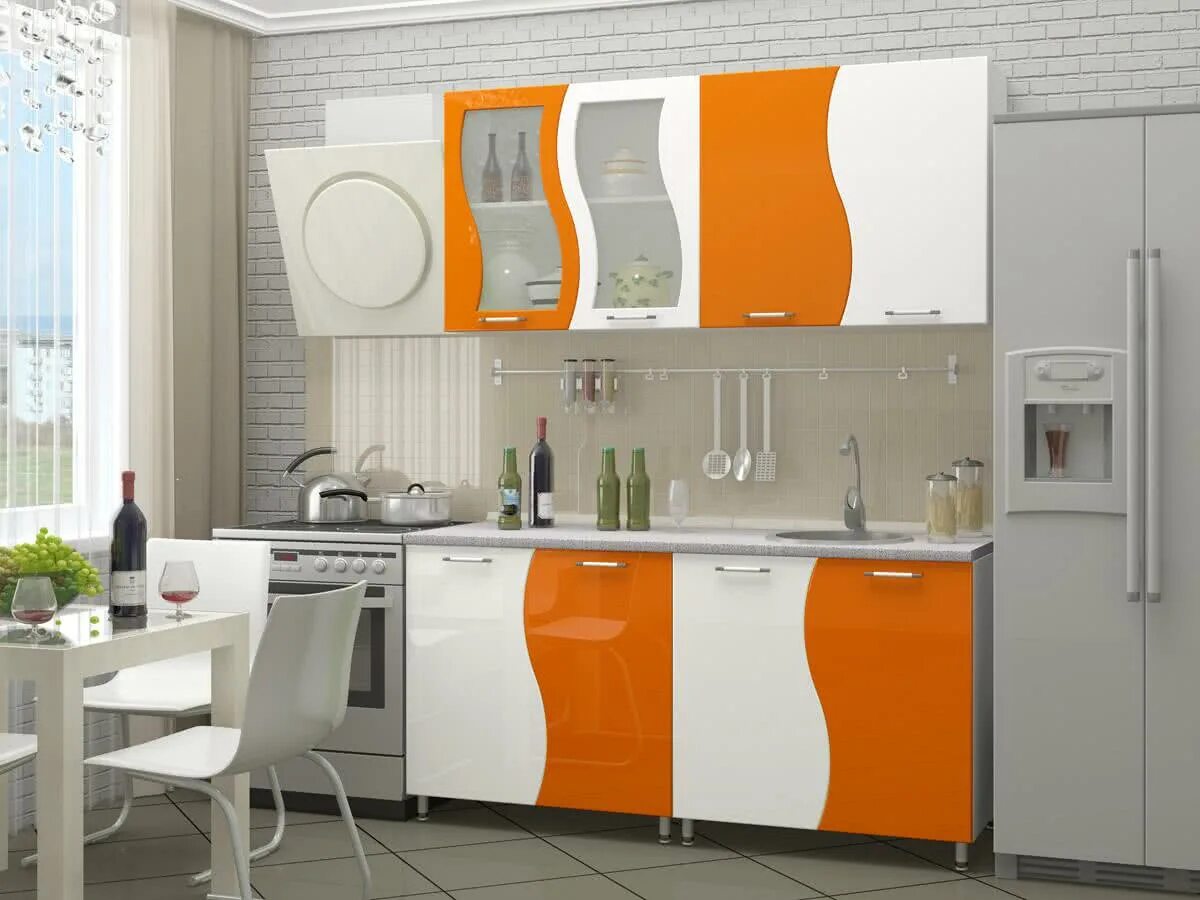 Кухонный гарнитур волна фото Кухня Регион 58 Волна Ширина 1,6 - 15850 р. - кухни в MebHOME