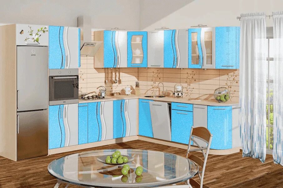 Кухонный гарнитур волна фото Угловые кухни КомфортОН купить в Калининграде ☎ Каталог с ценами от производител