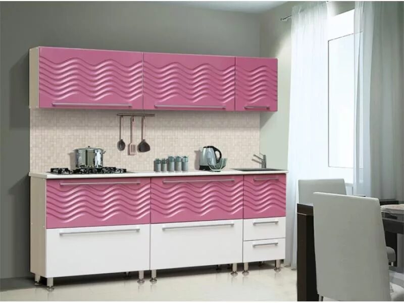 Кухонный гарнитур волна фото Кухонный гарнитур прямой-4 производства фабрики Натали