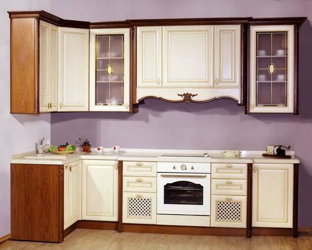 Кухонный гарнитур воронеж фото Флория. Погонаж № 56, слоновая кость с золотой патиной / дуб рустикальный Татьян