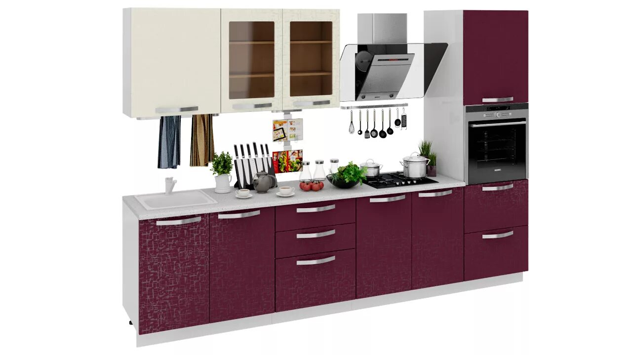 Кухонный гарнитур воронеж фото Кухонный гарнитур длиной - 300 см (с пеналом ПБ) - ГН72_300_2 (ПБ) - купить за 5