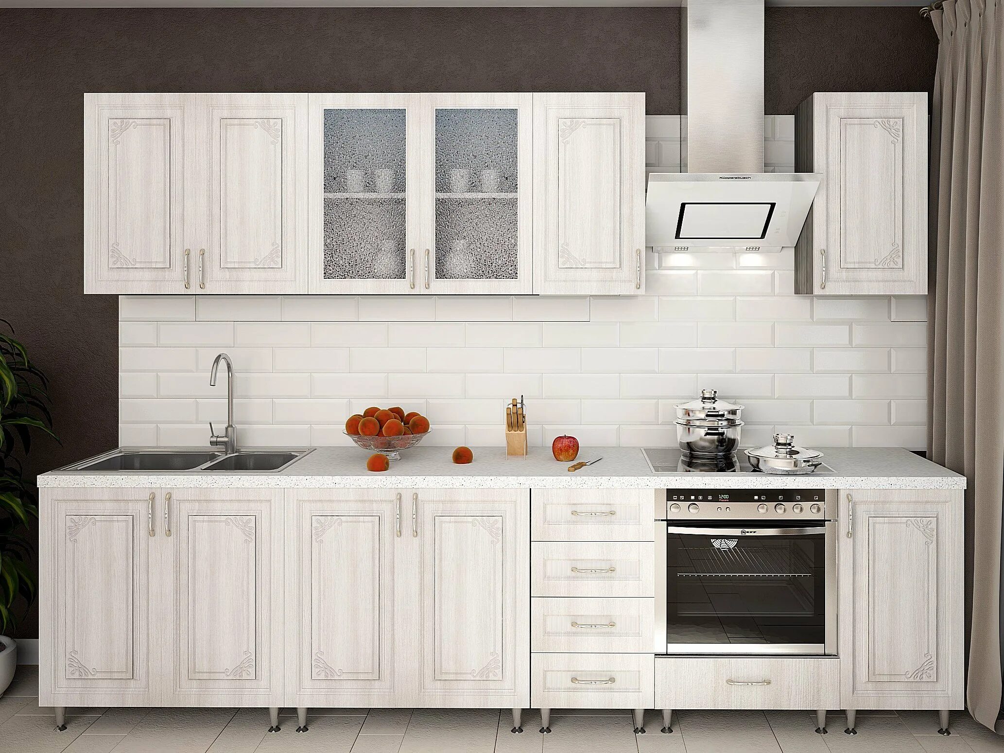 Кухонный гарнитур юлия сандал белый фото Модульная кухня Грация (Сандал белый)