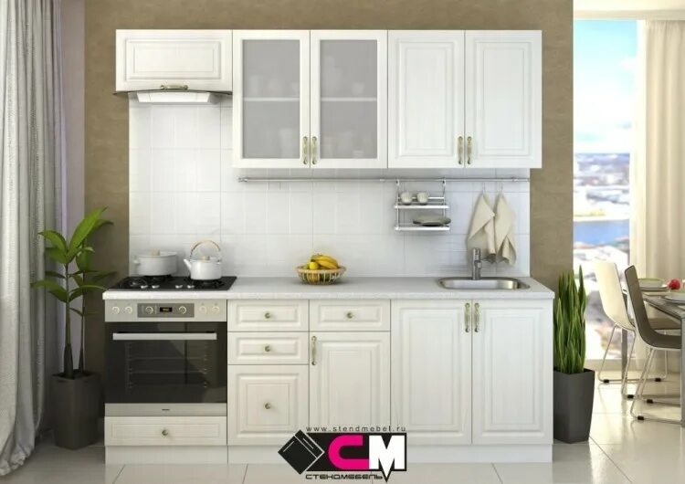 Кухонный гарнитур юлия сандал белый фото Кухня Юлия 2,2 сандал белый купить в Москве - цена 29 400 руб.