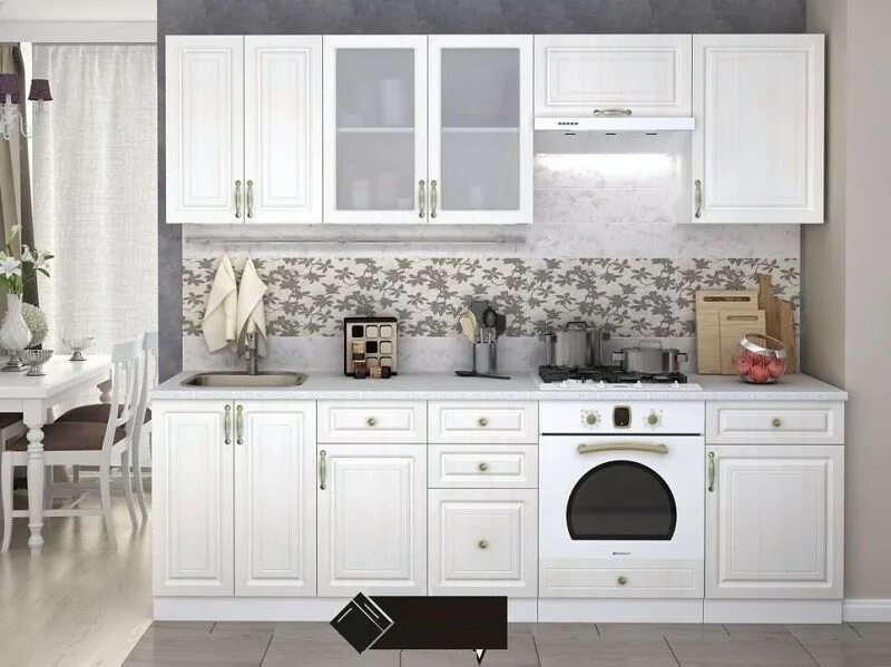 Кухонный гарнитур юлия сандал белый фото Кухонный гарнитур "Юлия" 2,5 м Белый / Сандал белый - Интернет магазин мебели "А