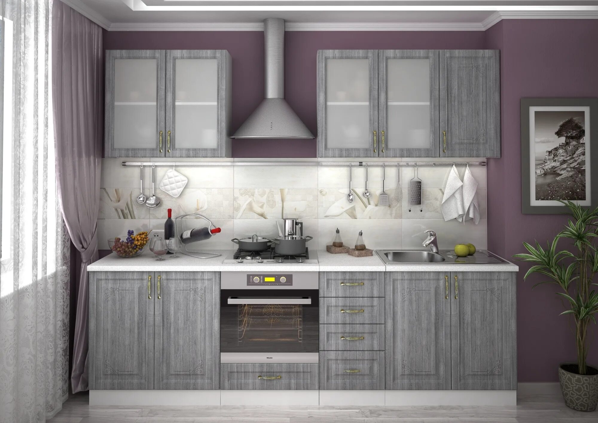 Кухонный гарнитур юлия сандал белый фото Модульные кухни в стиле лофт купить недорого в магазине "Komod78"