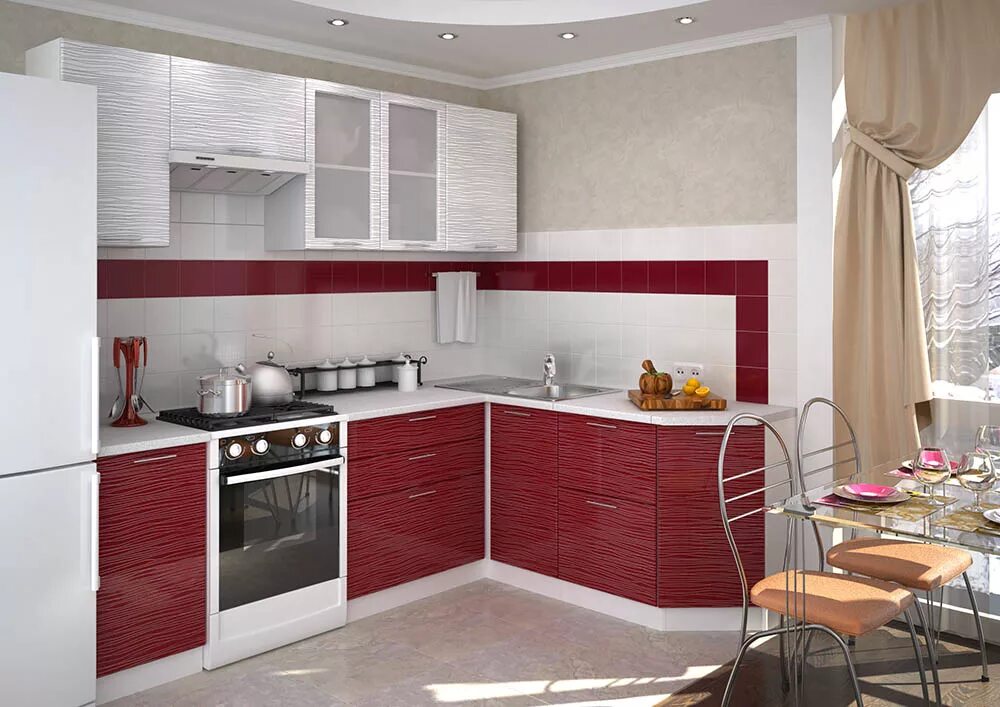 Кухонный гарнитуры фото красноярск Кухня Мария (венге+бордо металлик)