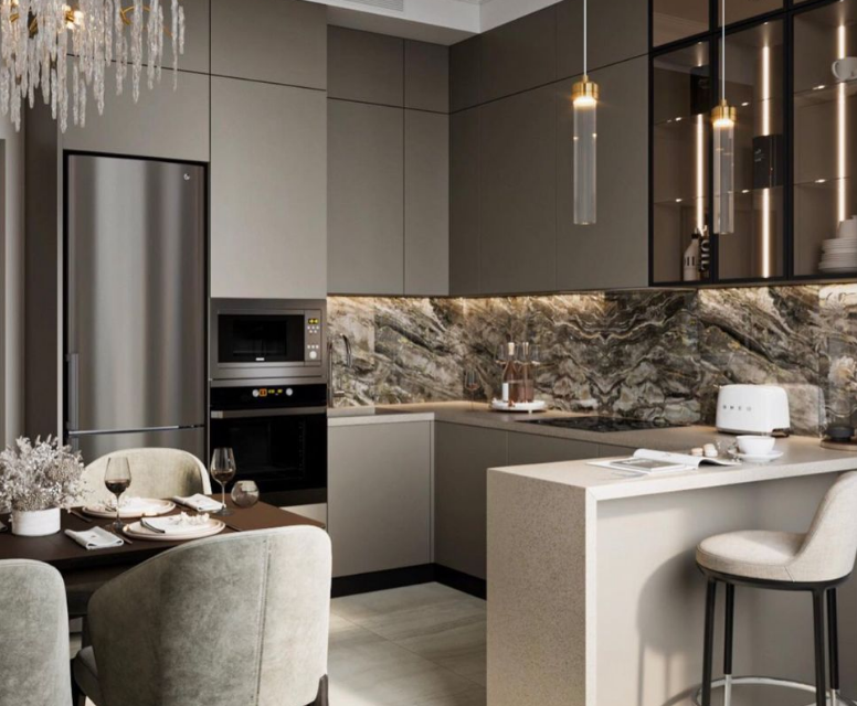 Кухонный интерьер 2024 Купить Квартиру на 9 Этаже в СНТ Зодчий (Уфа) - предложения о продаже квартир на