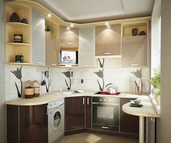 Кухонный интерьер для маленькой кухни фото Картинки по запросу обстановка маленьких кухонь (с изображениями) Небольшие кухн