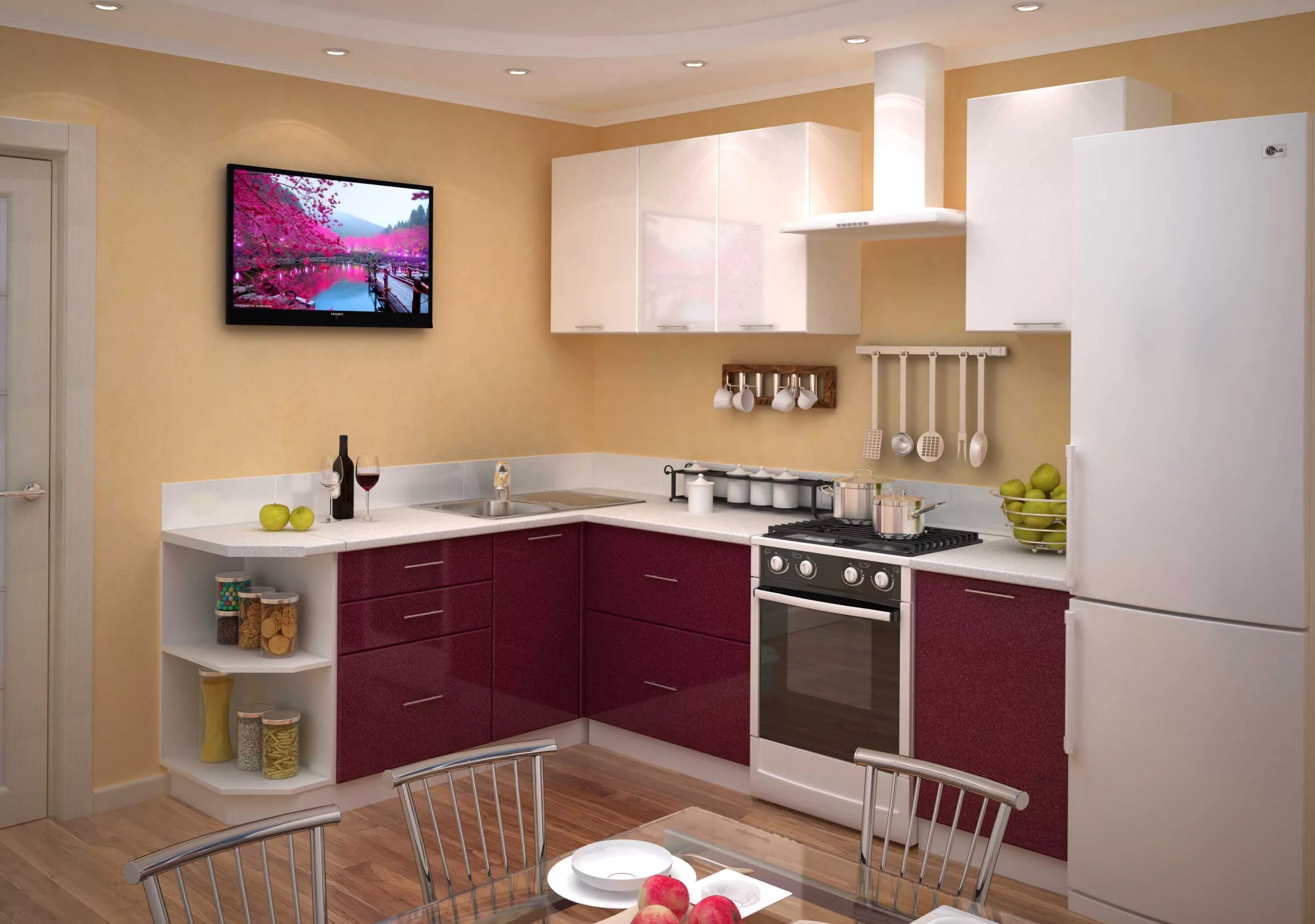 Кухонный интерьер фотографии для средней кухни Кухня Базис 40 ОКМ - купить в Москве недорого Цены производителя, индивидуальные