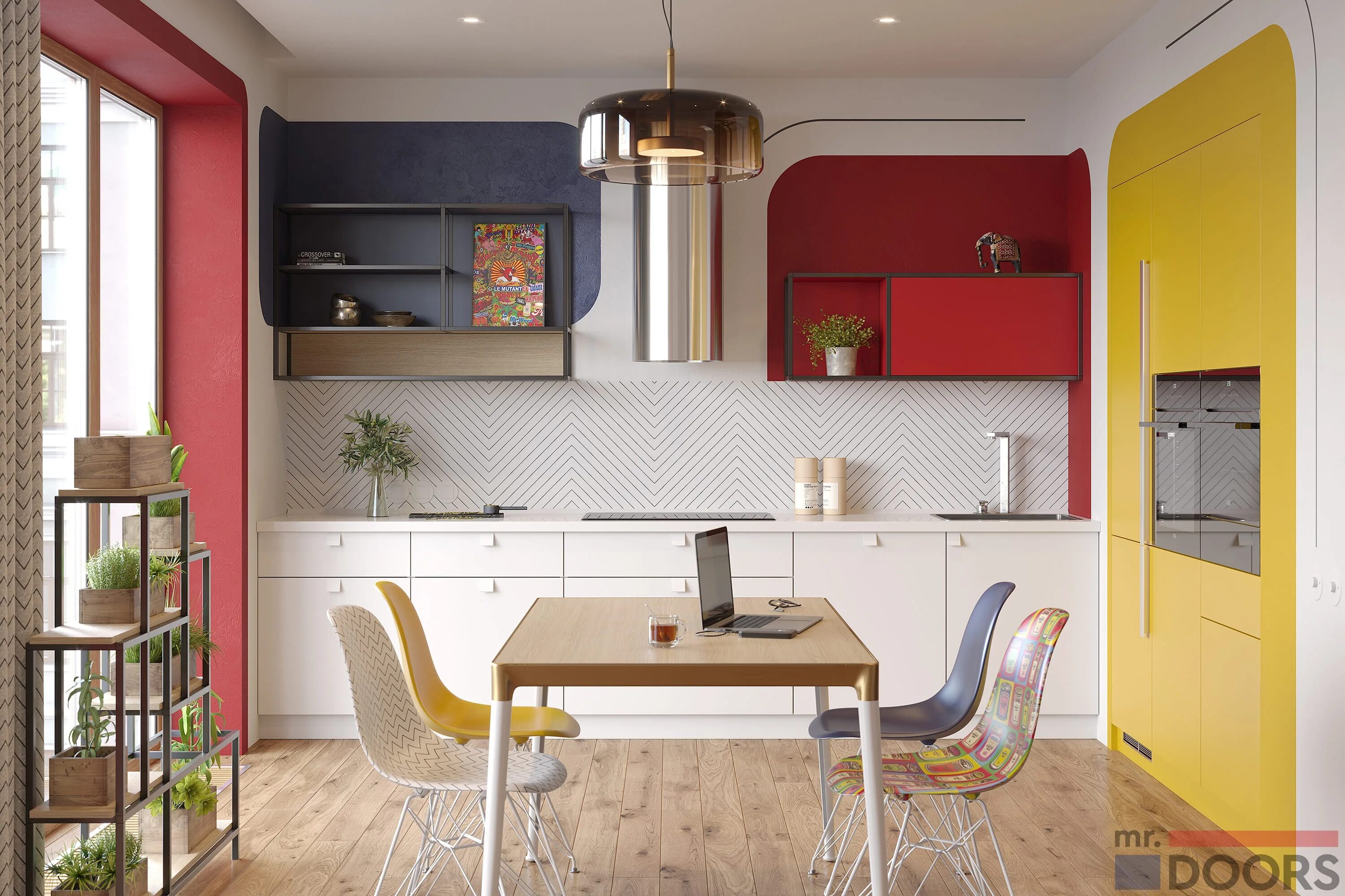 Кухонный интерьер фотографии для средней кухни Купить современные цветные кухни от производителя. Фабрика мебели Mr.Doors