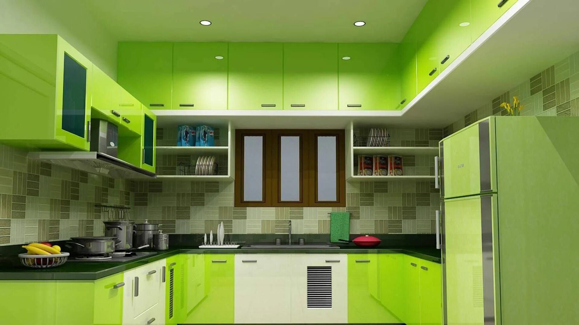 Кухонный интерьер в зеленом цвете Best Modular Kitchen of Siliguri Sikkim Bhutan Vaastu Kitchen